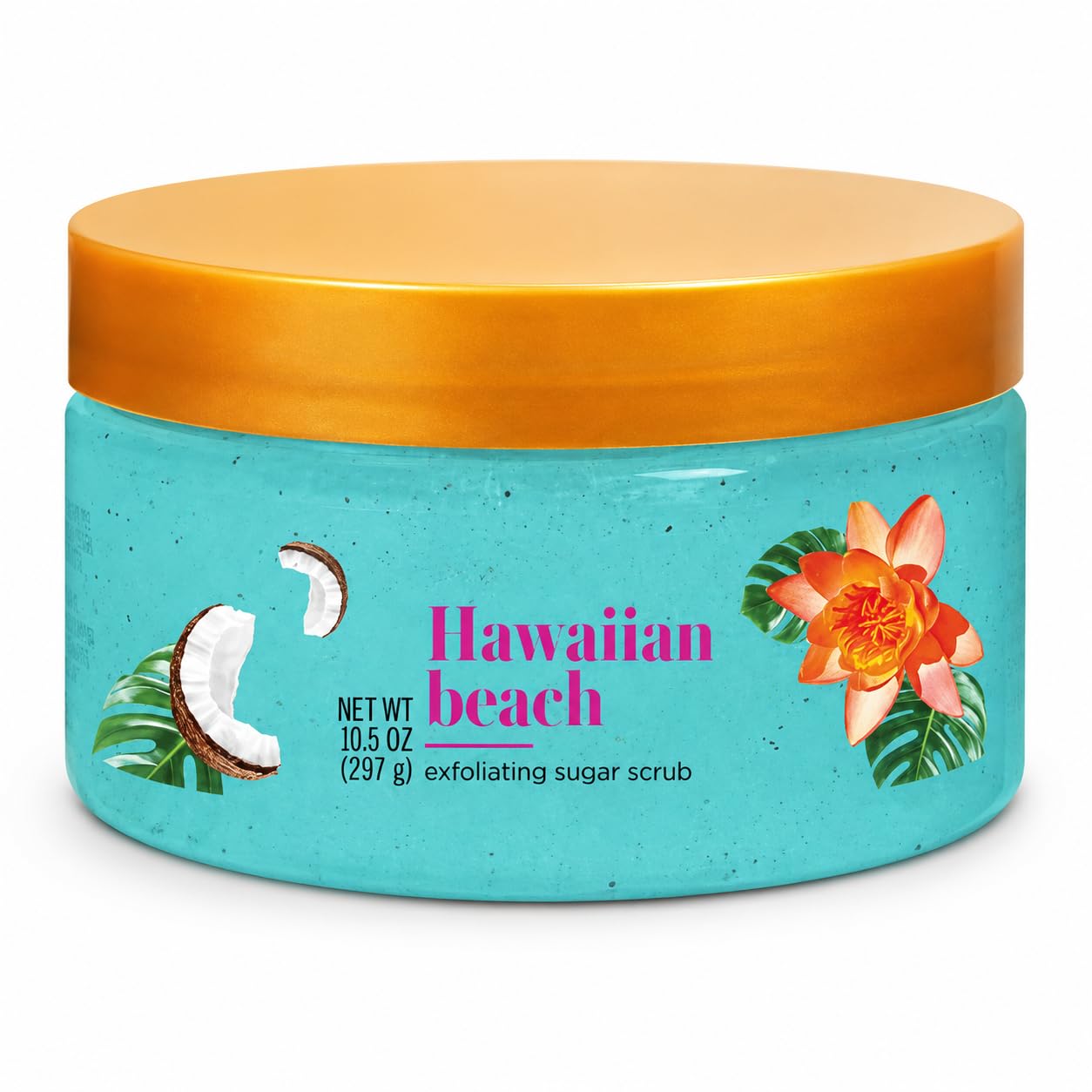 Exfoliating Sugar Scrub for Women & Men – Hawaiian Beach Scent, 10 oz | Moisturizing Body Exfoliator with Natural Sugar Crystals, Smooth & Refreshing Skin Care