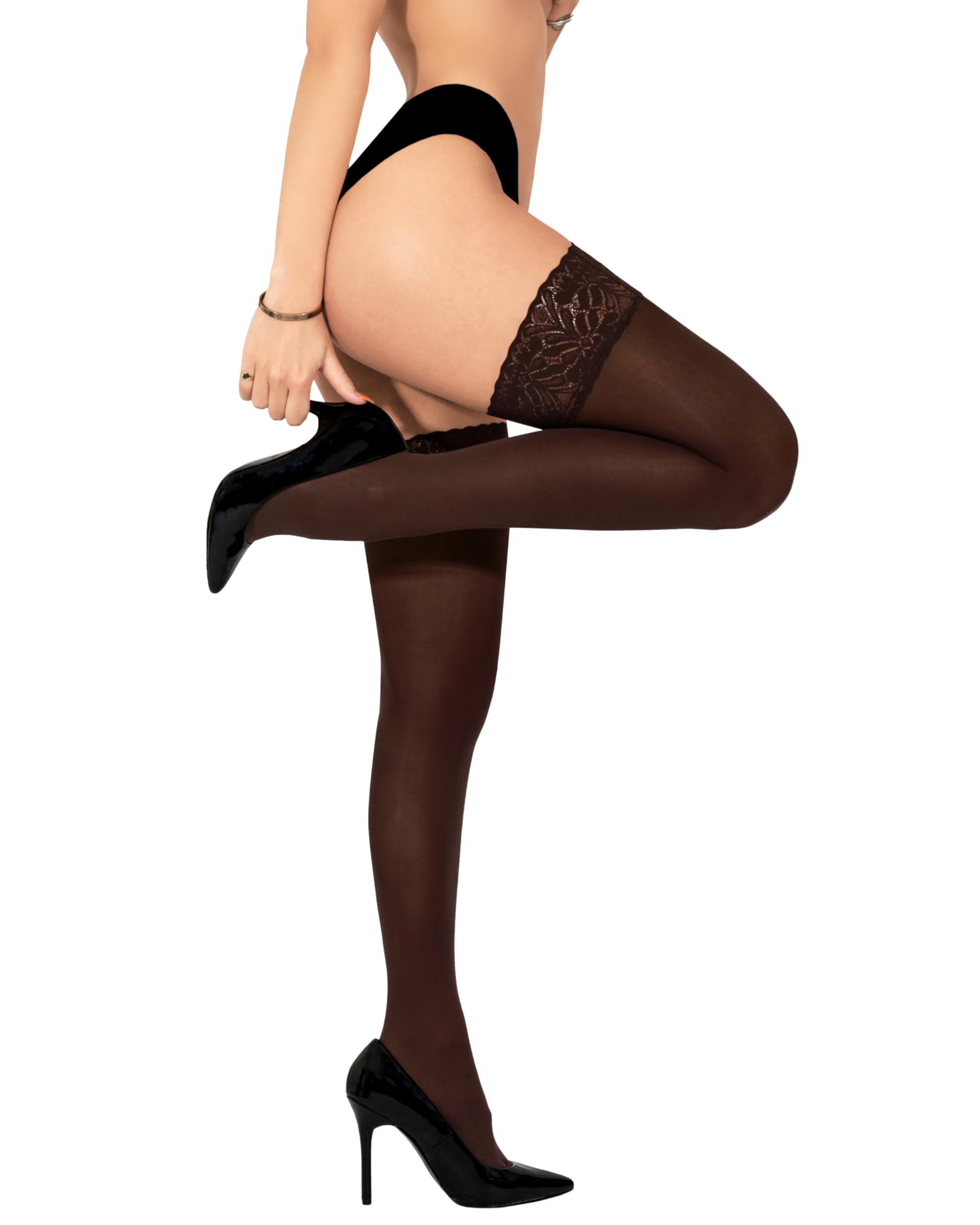 sofsy Calze Autoreggenti Donna Sexy in Nylon 60 Denari con Pizzo, Silicone Antiscivolo e Qualità Made in Italy | Buona elasticità