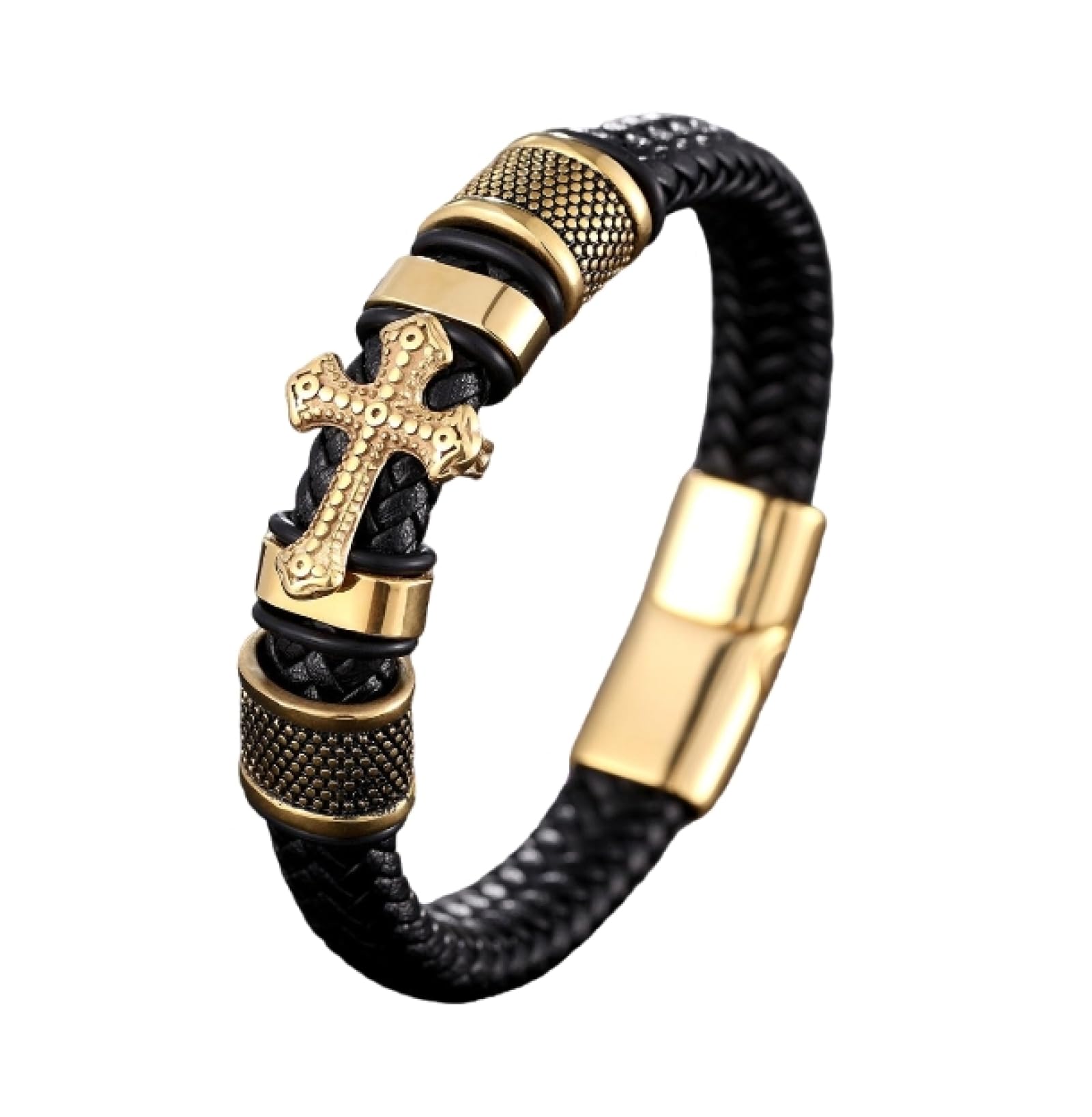 GXNRHG MOCHAMIK Pulseras para Hombre Joyería Pulseras de Cuero Tejidas a Mano Cruces Trenzadas de Cuero Pulseras para Hombre Tendencia Retro