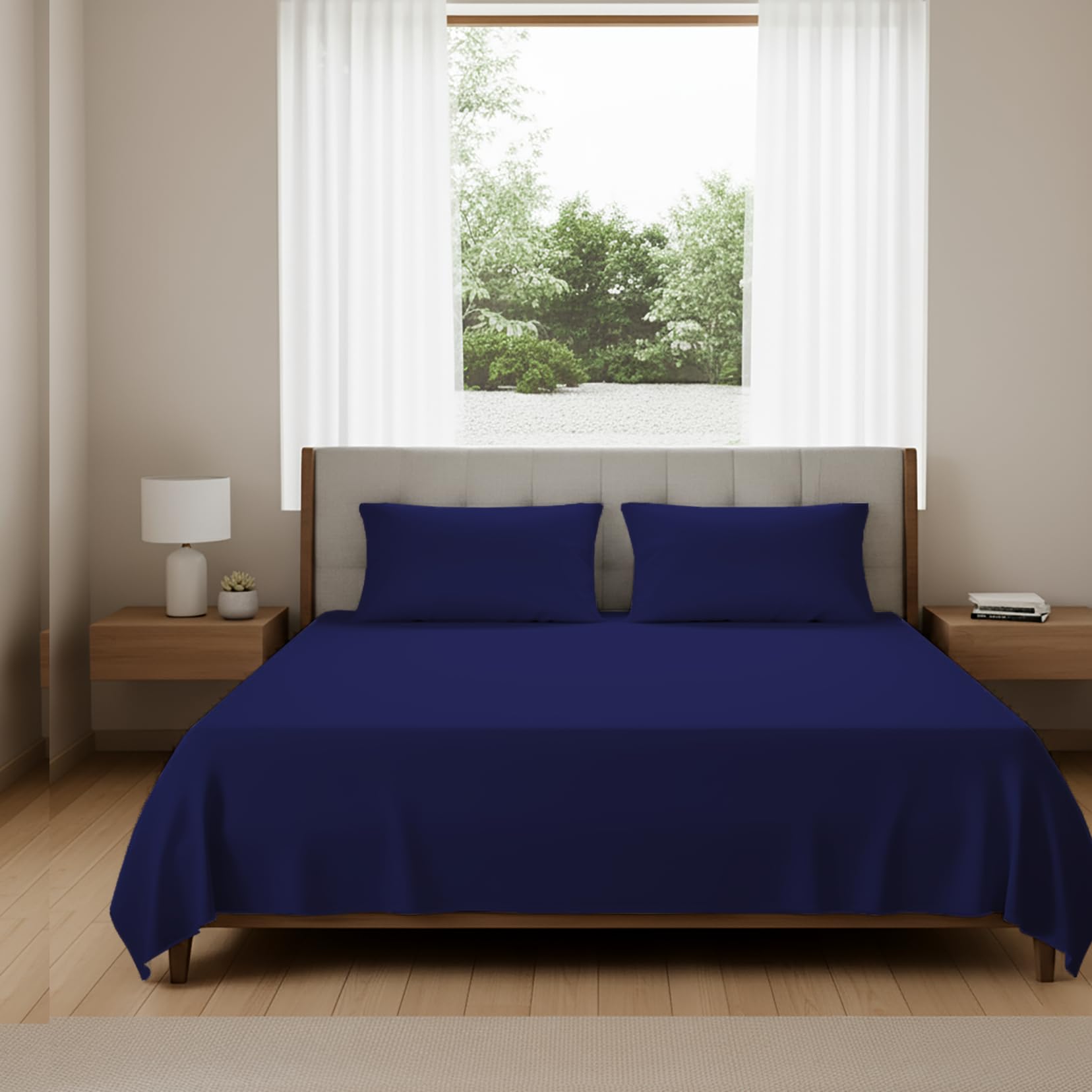 Single Flat Sheet 100% Egyptian Cotton, Luxury 400 Thread Count, Ultra-Soft & Breathable, Easy Care, Single Bed Size: 178 x 254 cm