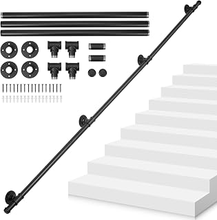 bimiti Handlauf Treppengeländer Schwarz 2,5m, Metall Wand Handlauf Treppe