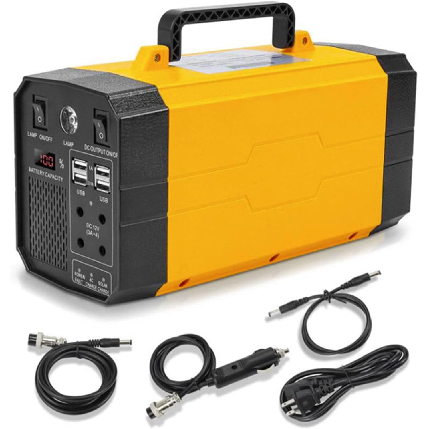 Estación de energía portátil, generador solar de respaldo para camping con toma de corriente alterna y luz LED para camping, caravanas, drones e iluminación exterior, con 2 tomas de corriente y 4 pu