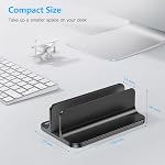 OMOTON VL01 Aluminum Vertical Laptop Stand Holder for Desktop, Black | Fits All MacBook, Surface, Chromebook and Gaming Laptops (Up to 17.3 inches), Adjustable Dock Size