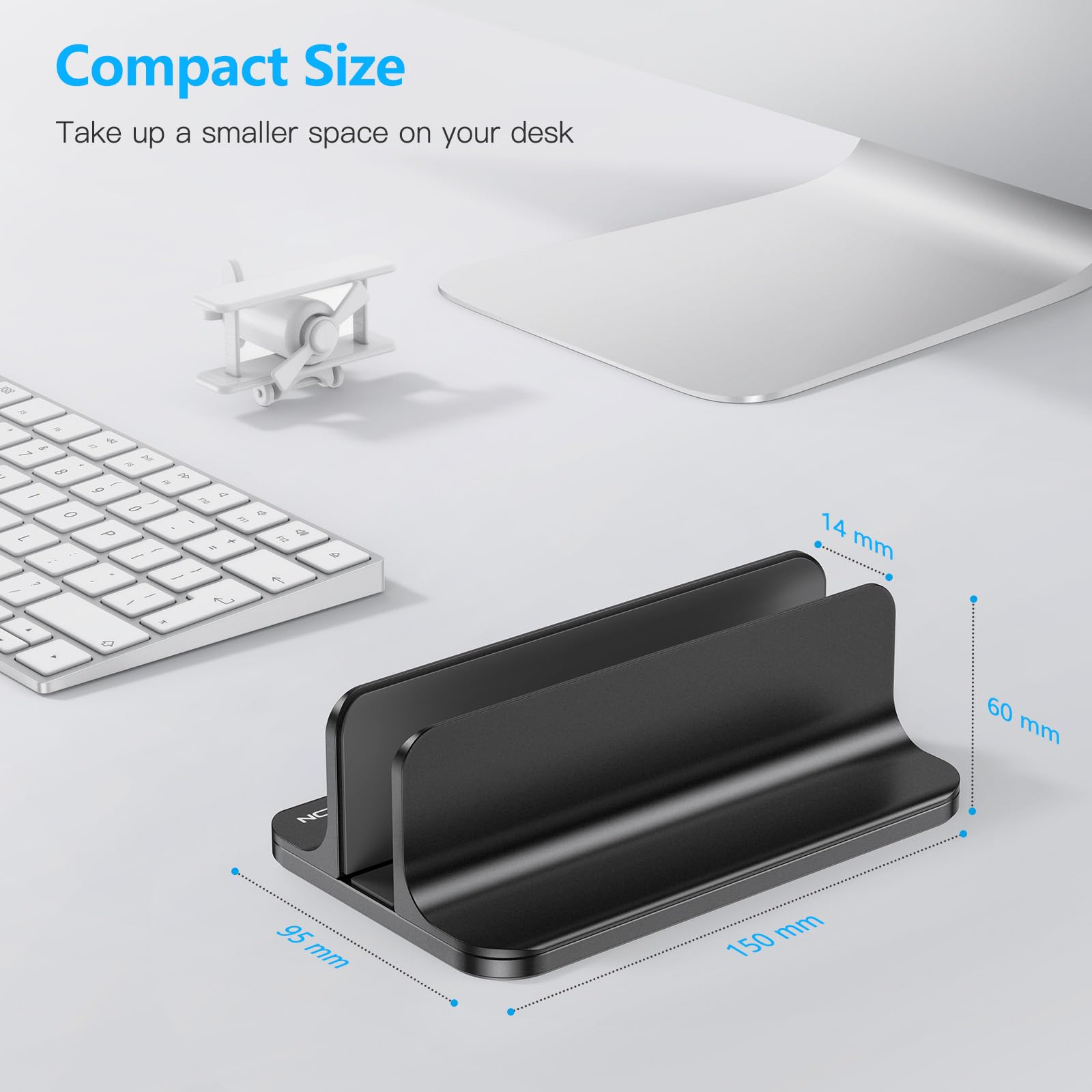 Soporte vertical para computadora portátil [tamaño ajustable],  soporte de escritorio de aluminio para MacBook con base ajustable, se adapta a todas las computadoras portátiles MacBook, Surface, Chromebook y Gaming (hasta 17.3 pulgadas) 3