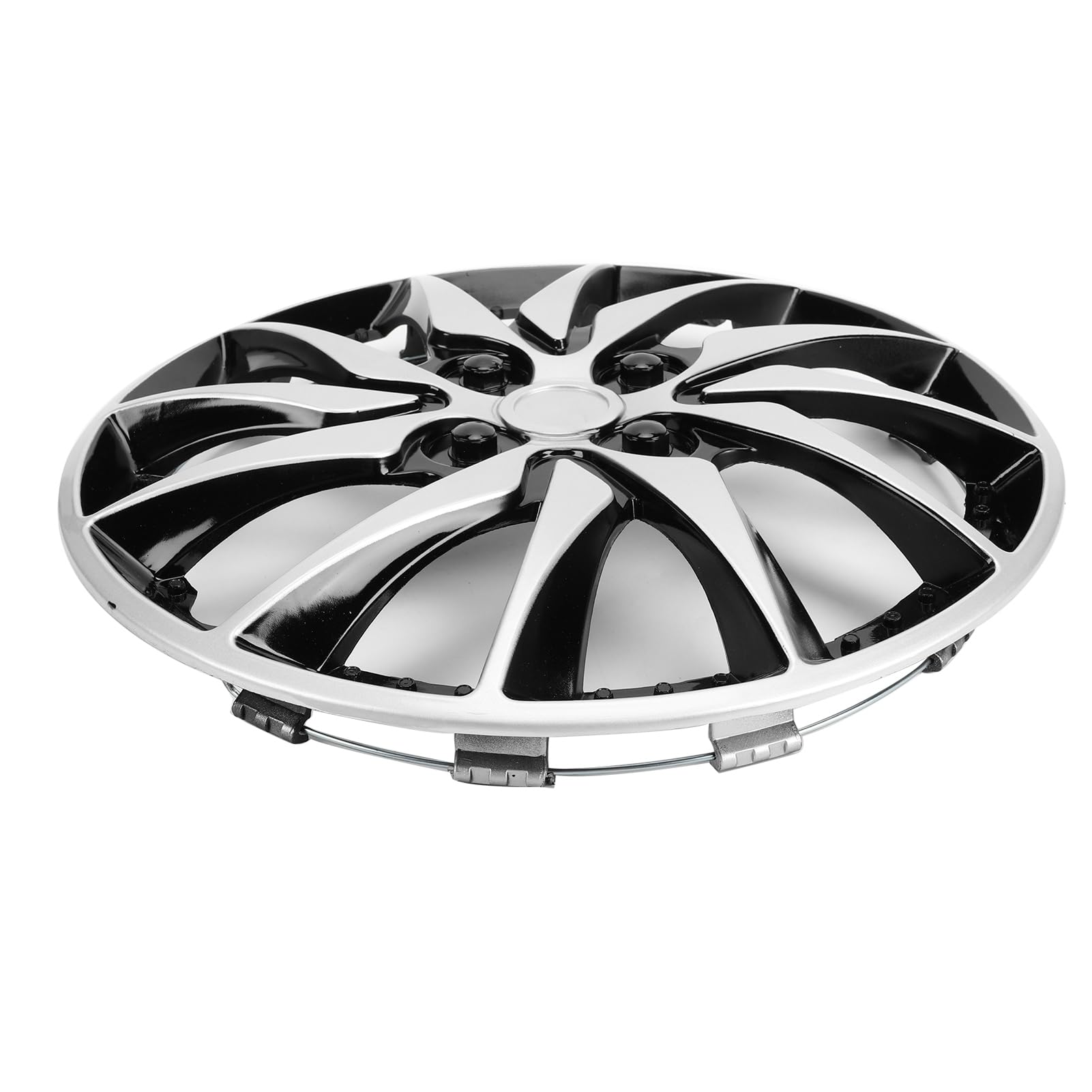 COPRICERCHI UNIVERSALI DI RICAMBIO DAL DESIGN ELEGANTE, ADATTI ALLA MAGGIOR PARTE DI AUTO, CAMION E SUV (Argento Nero)