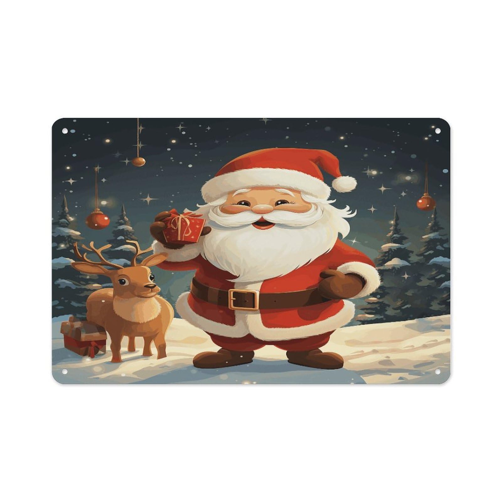 VstaDank Vintage Metal Sign Sublimation Aluminum Christmas Santa Claus Plaque Sign Weatherproof Art Decorative Wall Plate Boho Aluminum Wall Hanging Decor Retro Poster Plaque 8x12in