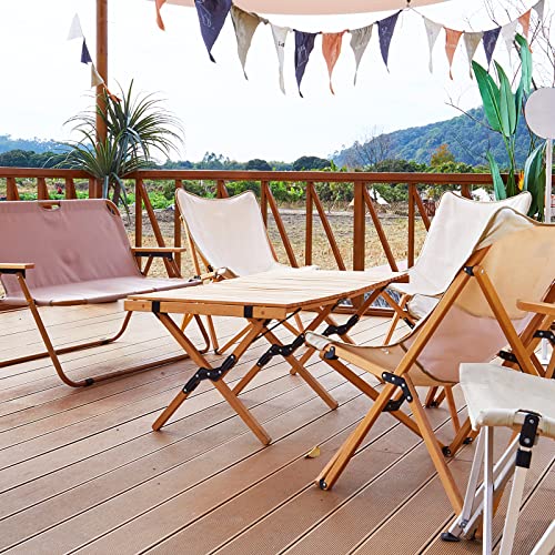 Vingli 4Ft Portable Picnic Table, Folding Wooden Camping Table With Bag, Height Adjustable Rolling Table For Outdoor& Indoor, Beach, Patio, Yard, Apartment Floor (Natural Wood) … #TOP1