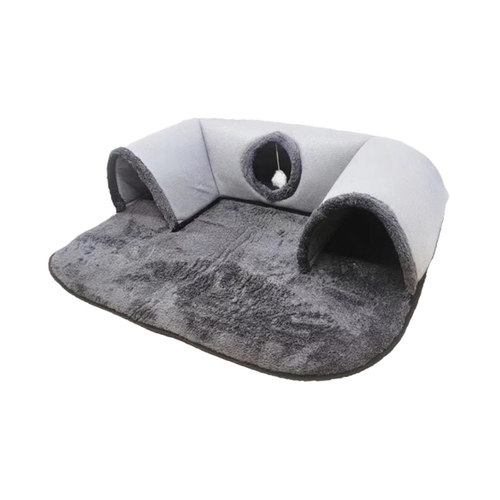 Tunnel pour Chat avec Niche, Lit Tunnel, Tapis Amovible, Cubes Pliables pour Chatons et Petits Animaux, Idéal pour La à L'intérieur Ou à L&, S