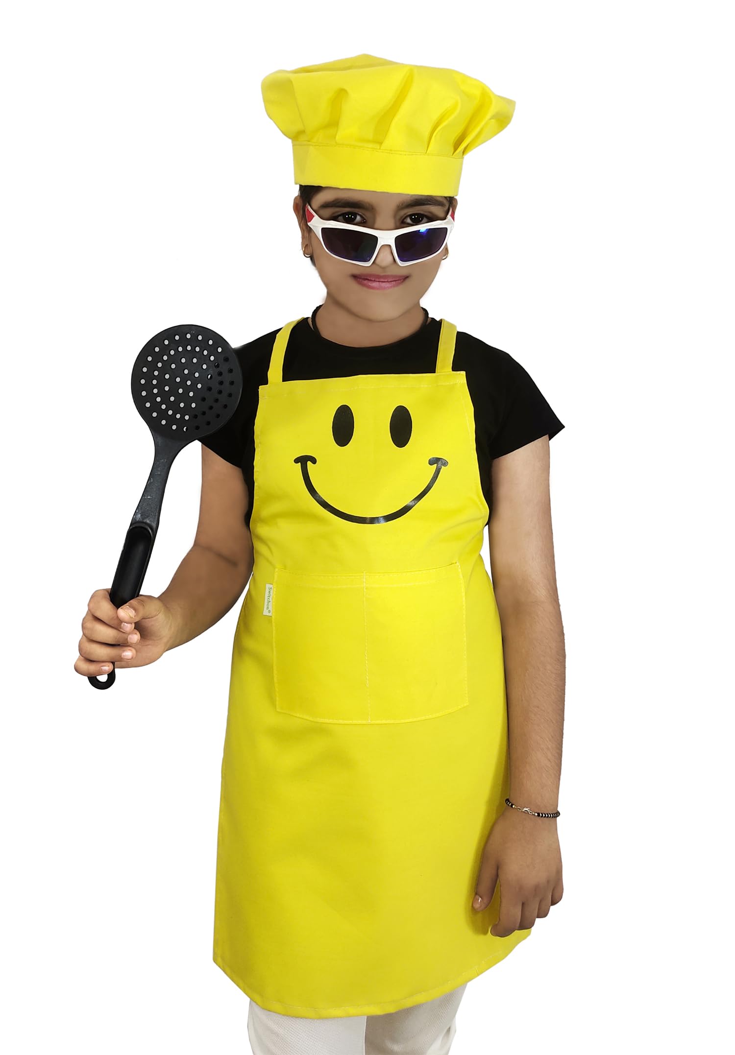 Switchon Polyester Waterproof Adjustable Kids Multi purpose Cooking Apron with a chef cap School Apron - for 6 years to 12 years Proudly made in india (Yellow) (B0C7BN8NPY) Amazon Price History, Amazon Price Tracker