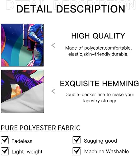 Miniatura 6 de Dogtesl Tapiz de luz negra, tapiz de dinosaurios de astronauta espacial, reactivo a los rayos UV, universo de galaxia, extraterrestre que brilla en