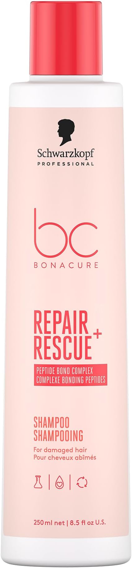 Schwarzkopf Professional Bonacure Repair Rescue Shampoo For Damaged Hair Vegan Care Complex Arginine Cell Equalizer Technology Moisturizing Restoring Inner Hair Strength Sulphate Free 250 ml
