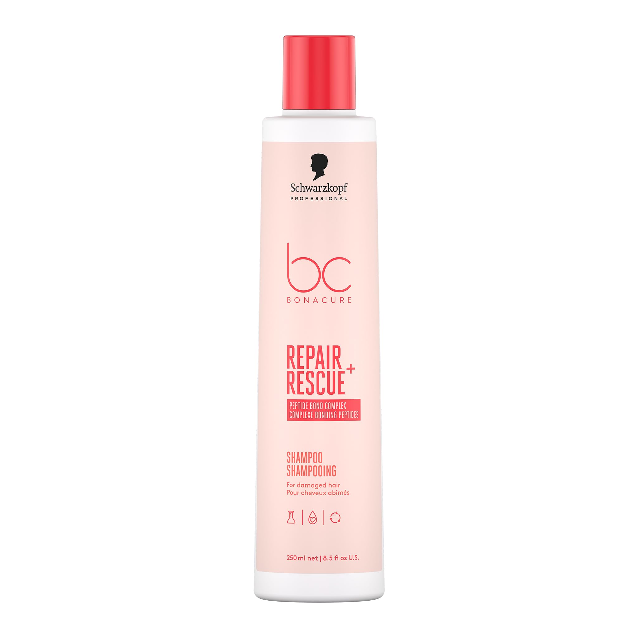 Schwarzkopf Professional Bonacure Repair Rescue Shampoo For Damaged Hair Vegan Care Complex Arginine Cell Equalizer Technology Moisturizing Restoring Inner Hair Strength Sulphate Free 250 ml