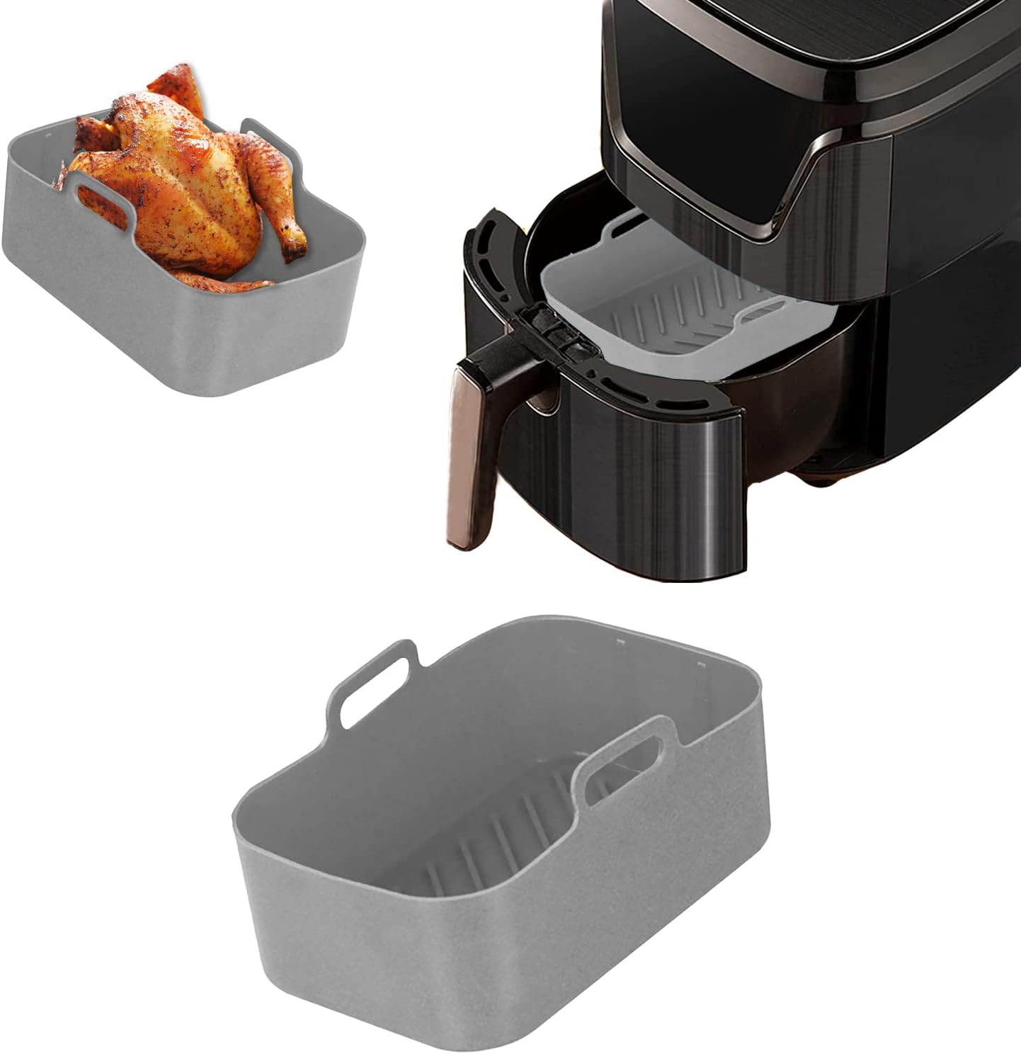 Silicone Pot for Ninjas Dual Air Fryer, Reusable Silicone Air Fryer Liner, Double Air Fryer