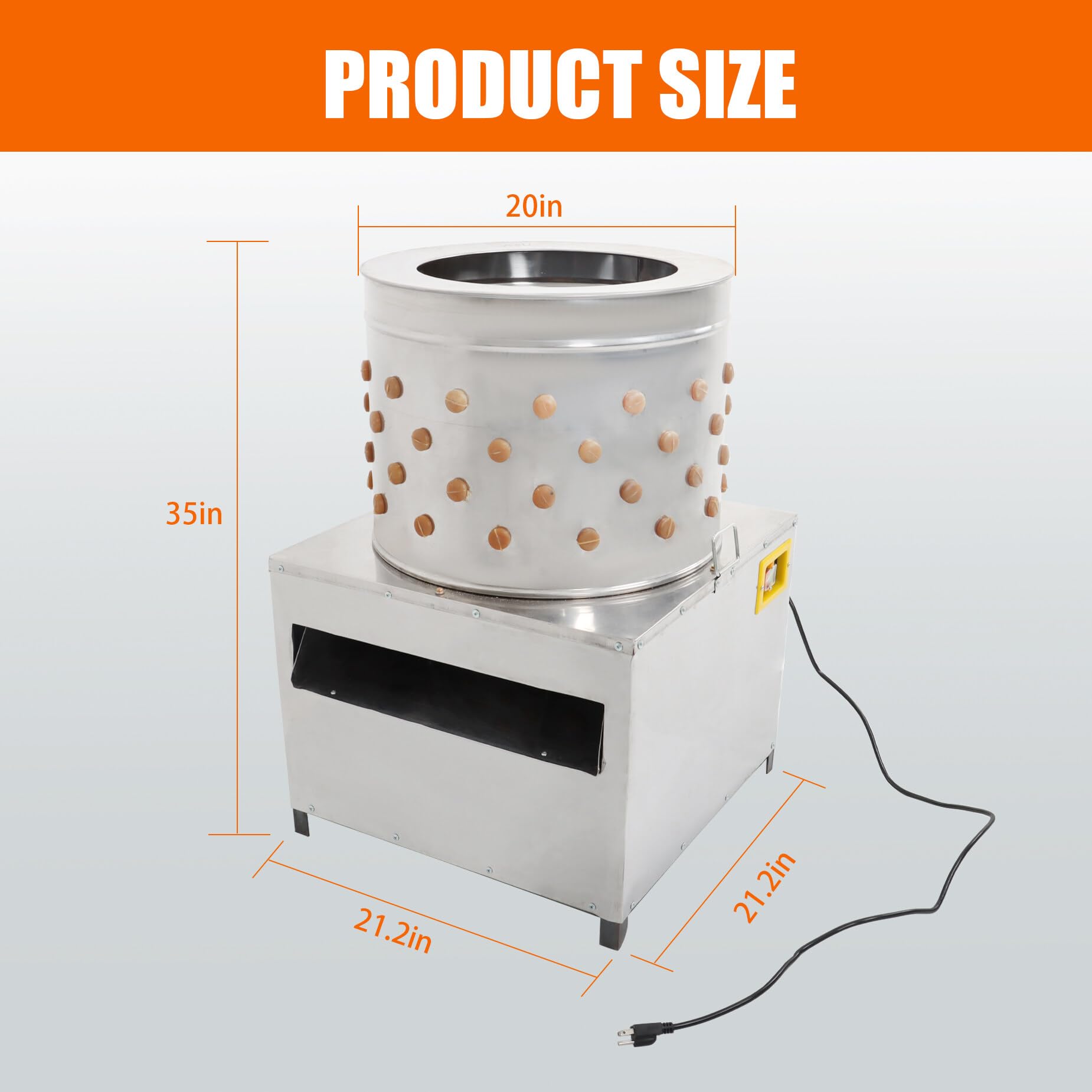 HOSTIC 20 Inches Stainless Steel Plucking Machine Poultry Plucker Feather Removal Machine Suitable for Chicken Turkey Quail Poultry Ducks