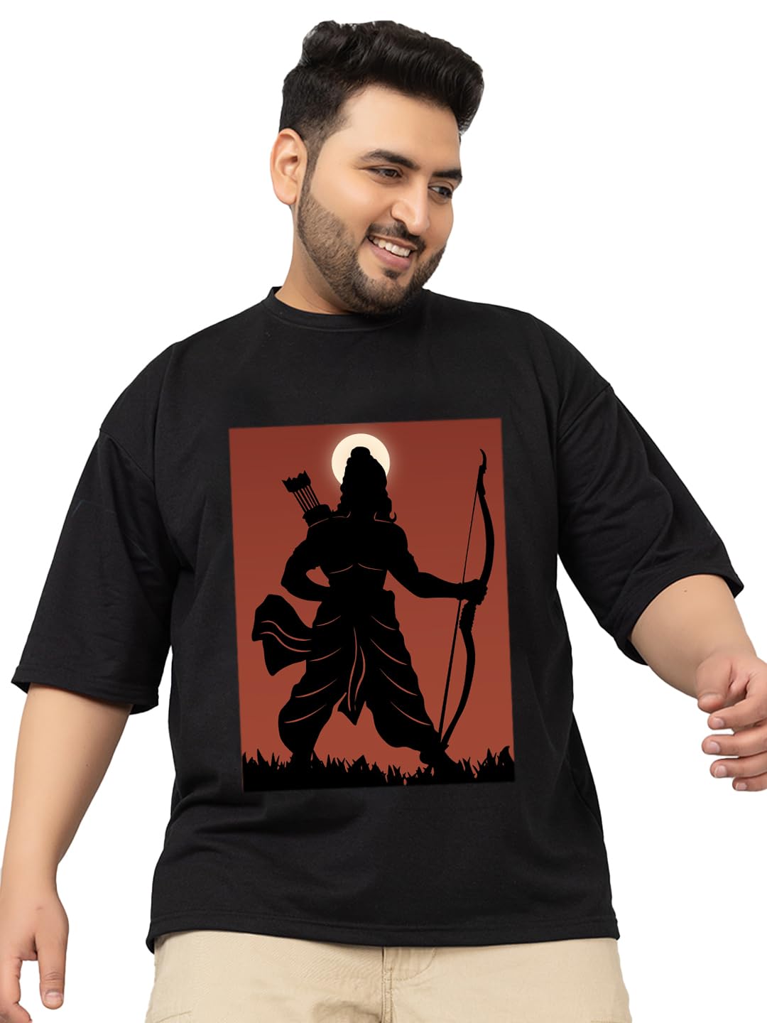 chkokko Oversized Cotton Printed Hindu Lord Shree Ram Om Namah Shivay Ganpati Trishul Plus Size T Shirts for Men-picture-18