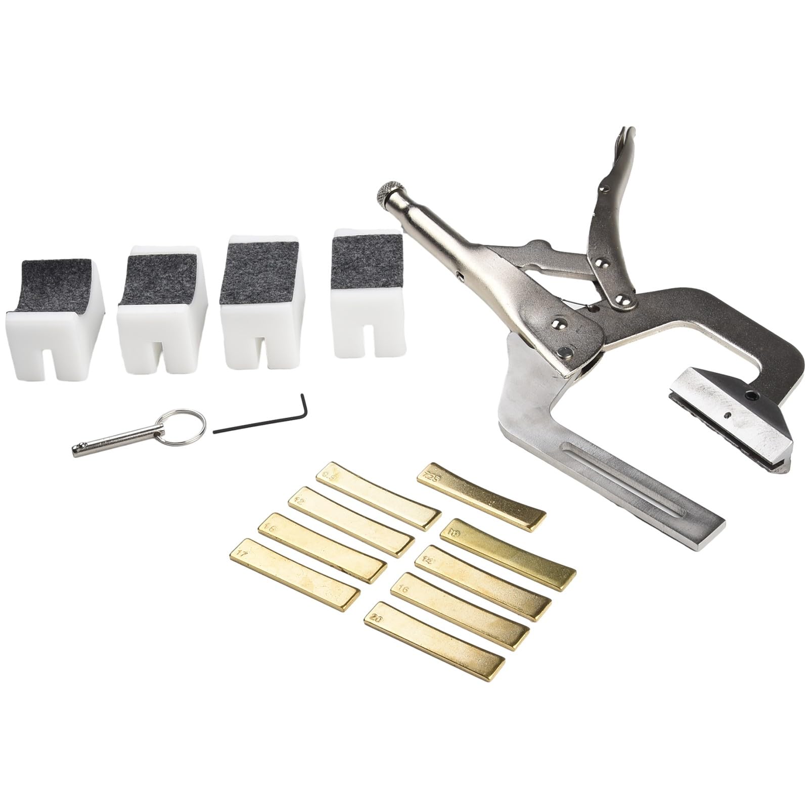 Strumento portatile con 9 inserti per raggio, per liutaio, regolabile, in acciaio, con supporto per il collo, per basso, ukulele, mandolino, banjo, fret con 9 inserti per raggio