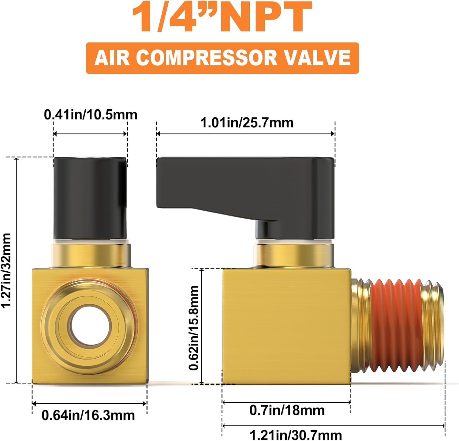 GASHER 10Pcs Air Compressor Valve, 1/4" NPT Male Brass Drain Cock Ball Valve With Plastic Case With Thread Seal Tape, For Air Compressor