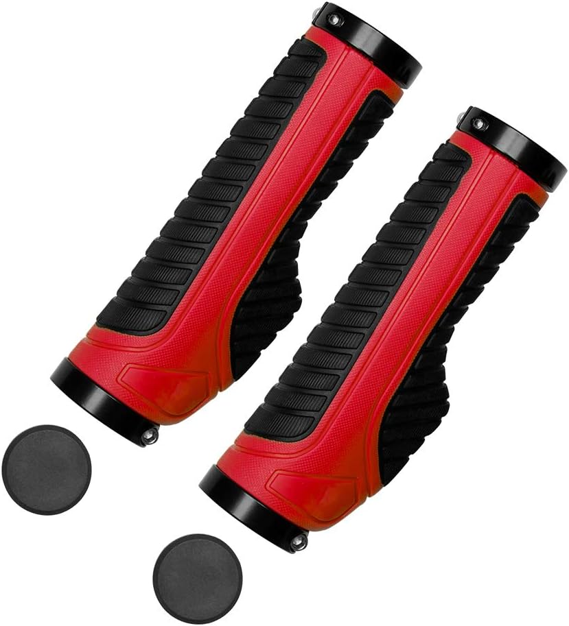 ROCKBROS Bike Grips Bike Handle Grips Double Aluminum Clamp Bicycle Handlebar Grips for MTB BMX