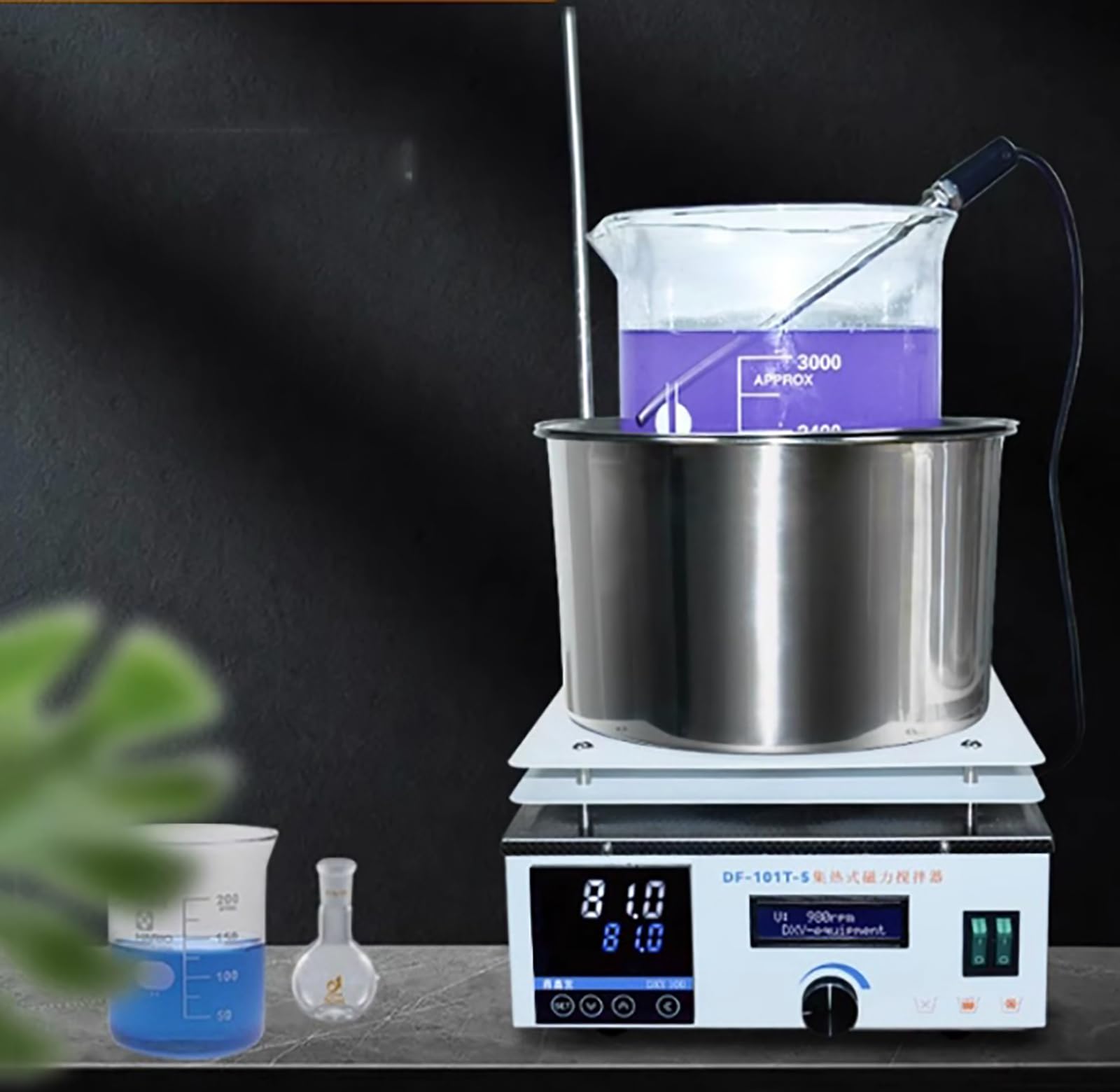 Agitateur magnétique de Laboratoire Chauffant, capacité 3 L, Vitesse 2450 TR/Min, température maximale 300 °C, minuterie 999 Min, pour la Recherche Scientifique et Les expériences.