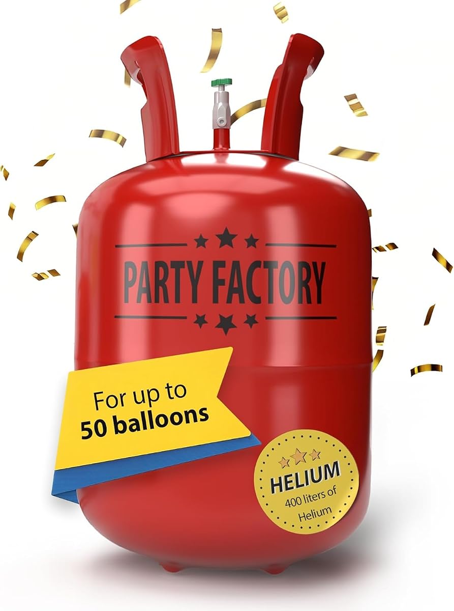 Party Factory Disposable Helium Tank for Balloons – Fills Up to 50 Standard 9-Inch Latex Balloons – Portable Balloon Helium Tank for Parties, Birthdays & Celebrations
