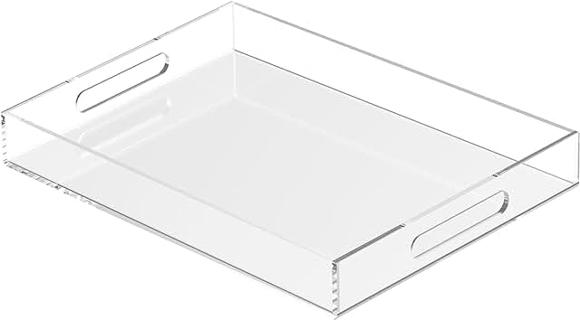Acrylic Tray 16x12 with Cut Handles - Spill Proof Decorative Tray is an ...