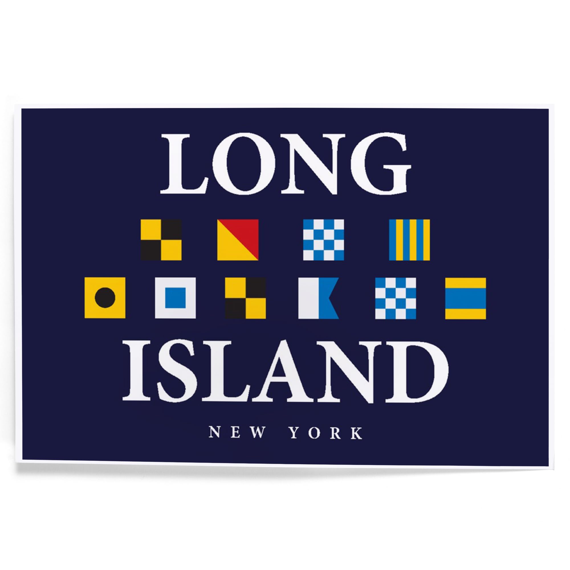 Lantern Press 8x12 Inch Art Print Wall Decor, Long Island, New York, Nautical Flags