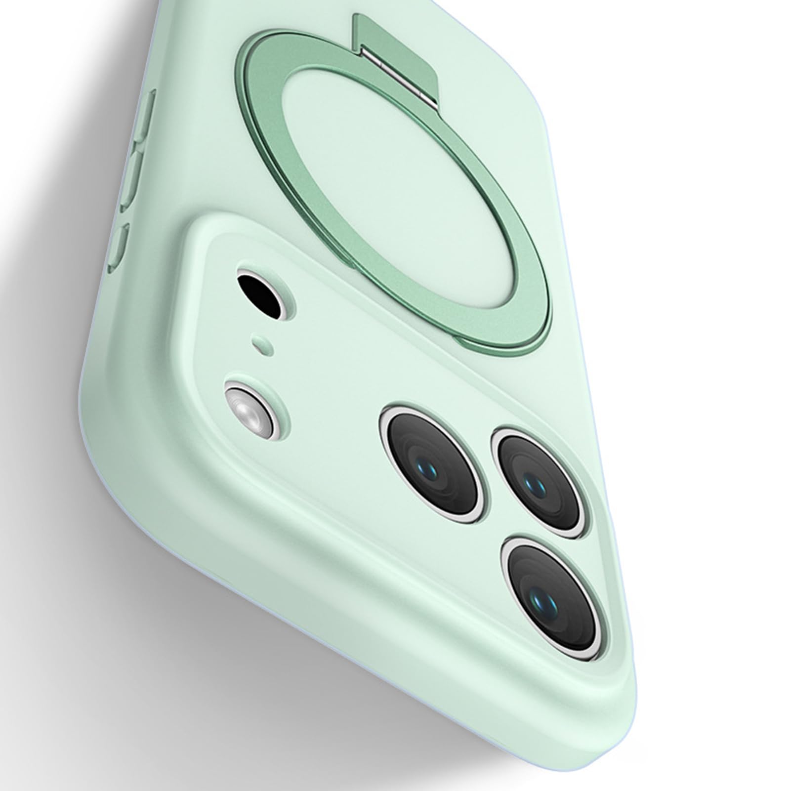 Generico Custodia Magnetica per iPhone 17 PRO Max/17 Pro/Air/17, Protezione anticaduta per Fotocamera, Cover in Silicone Liquido con Anello Girevole, Guscio Morbido, Bianco, 17 PRO Max