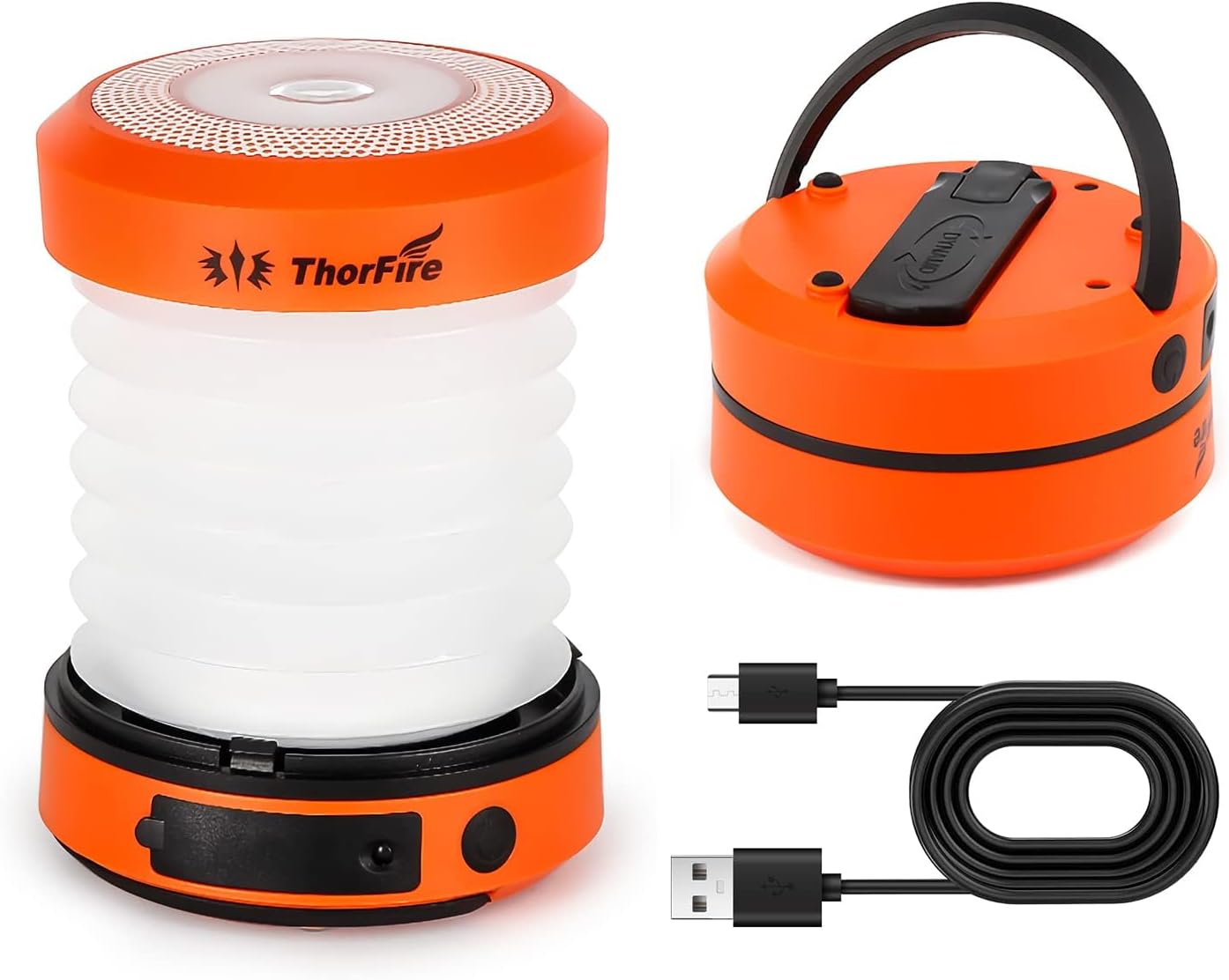 Thorfire LED Camping Lantern Lights Hand Crank USB Rechargeable Lanterns Collapsible Mini Flashlight Emergency Torch Night Light Tent Lamp for Camping Hiking Tent Garden Patio - CL01