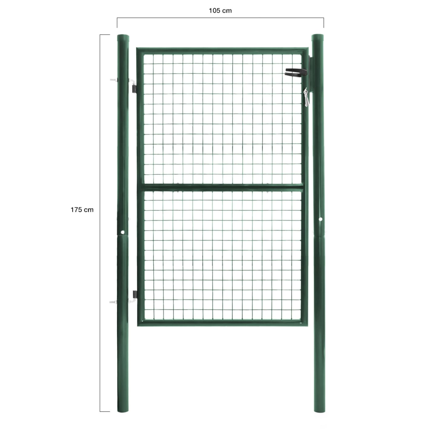 IDMarket - Cancello da giardino in acciaio verde 105 x 125 cm con serratura e maniglia