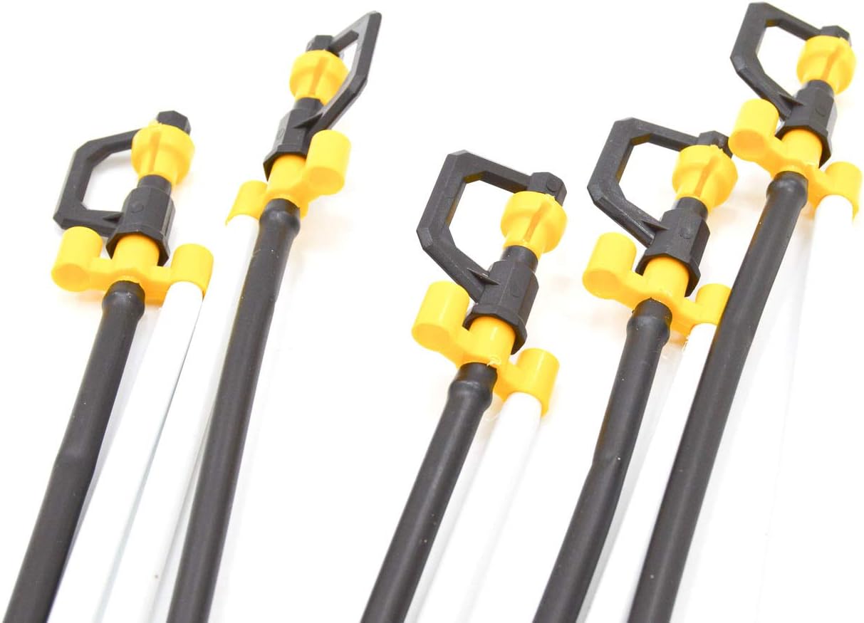 S&M 010767 Micro Sprinkler with Rod and Micro Tube 4 mm 360° – Blister Pack of 5, Black, White and Yellow
