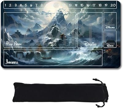Playmats Compatible Lorcana Size 24x14 Inches TCG Gaming Mat 56, Non-Slip Rubber with Zones Play Mat and Free Storage Bag DIS59, 24 x 14 in-zone2