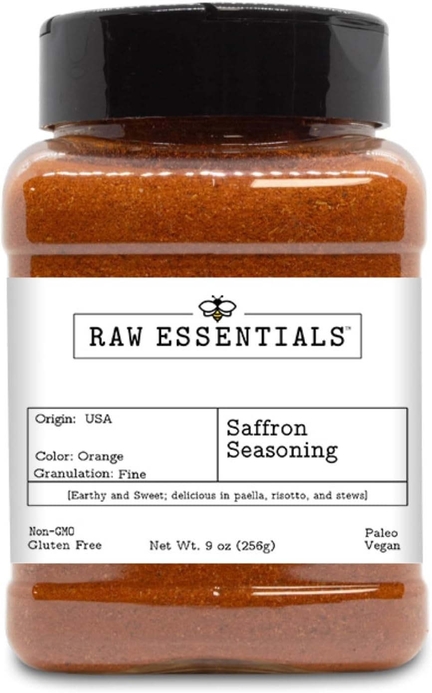 Saffron Seasoning - Earthy and Sweet - Delicious in Paella, Risotto, and Stews - Luxurious Non GMO, Gluten Free, Paleo and Vegan Blend - 9 Ounce Bottle