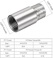 Vista 2 de Brazo de extensión de cabezal de ducha, 2 pulgadas 1/2PT macho a 1/2PT hembra rosca 304 acoplador de montaje de tubería de acero inoxidable