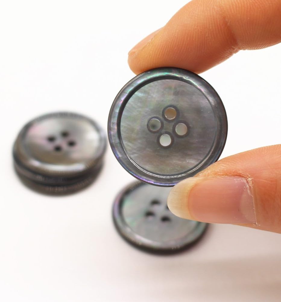 Meillia 6PCS 1 Inch (25mm) Natural Smoke Mother of Pearl Buttons Real MOP Blazer Buttons for Men's Blazers, Suits, Uniform, Jacket