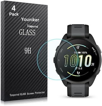 4 Pack Compatible with Garmin Forerunner 165 Screen Protector Tempered Glass for Garmin Forerunner 165 Music Smartwatch Screen Protectors Cover Foils Glass Anti-Scratch
