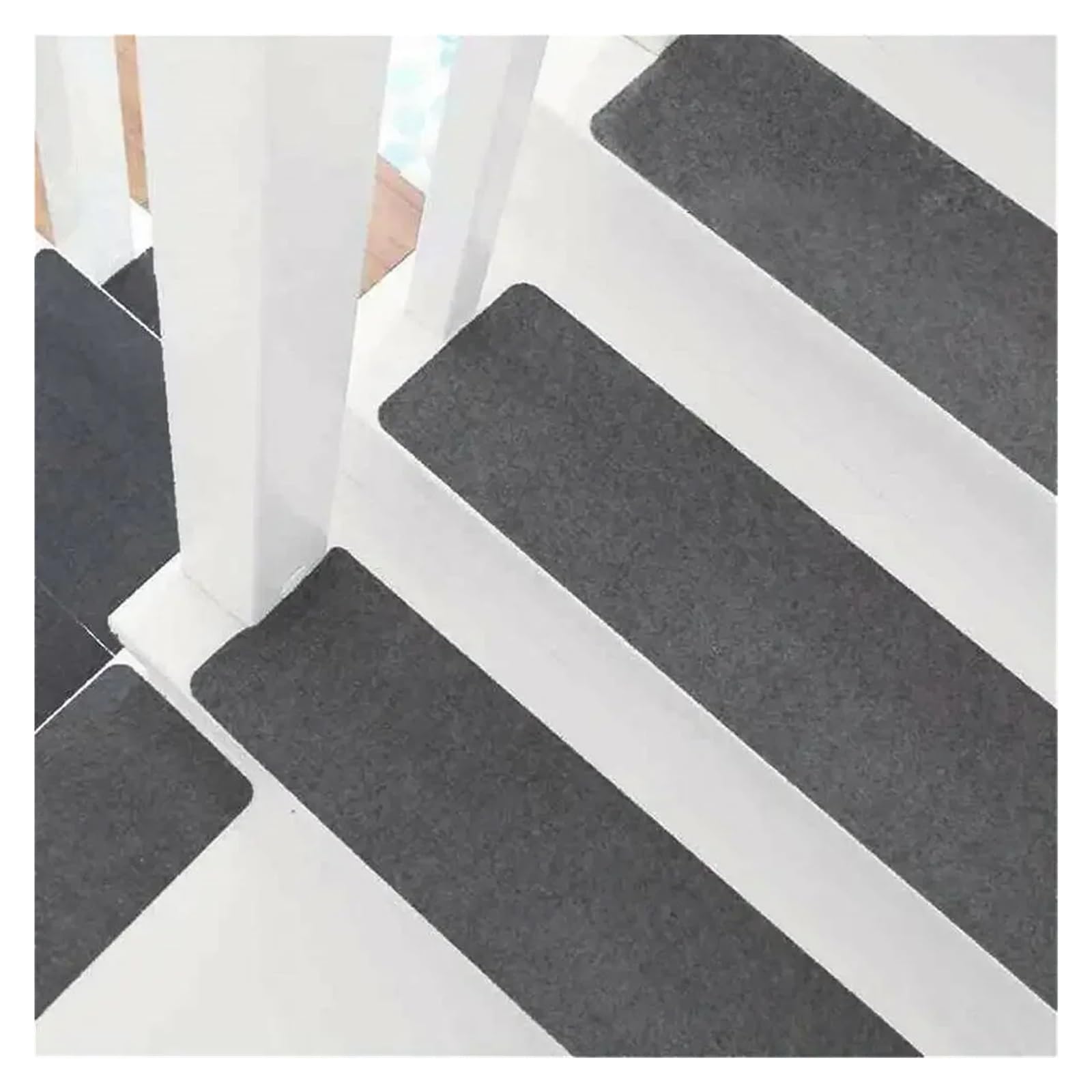 Lot de 14 dalles de tapis d'escalier autocollantes - Tapis antidérapant pour protection d'escalier - Gris clair - Facile à installer - Décoration d'intérieur