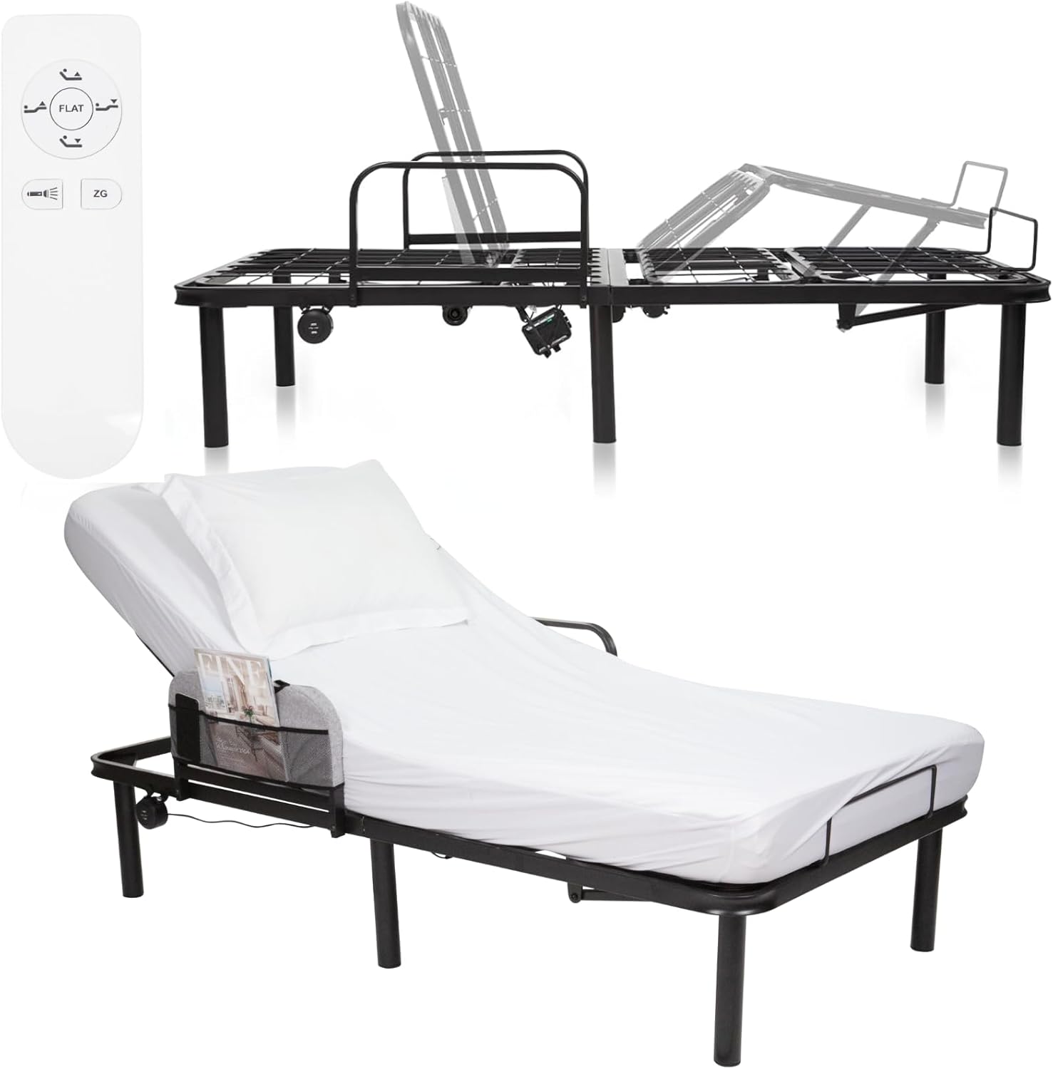 Vive Adjustable Bed Base Frame (Twin) - Electric Heavy Duty Metal Platform Bed Frame with Adjustable Base for Hospital Mattress - Remote for Head