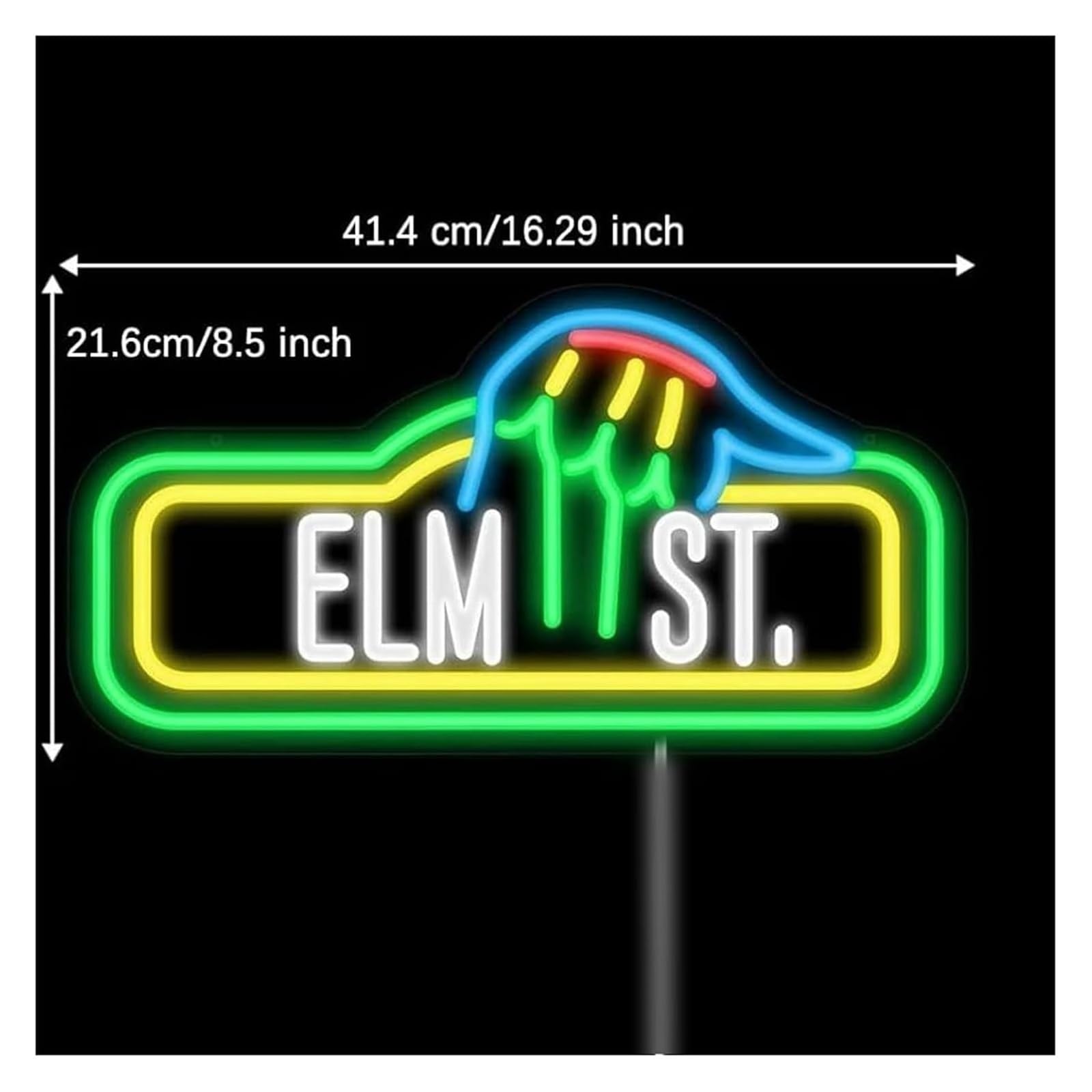 Señal de luz de neón para decoración de luz neón Letrero ELM Street Led Verde para 41,4x21,6cm