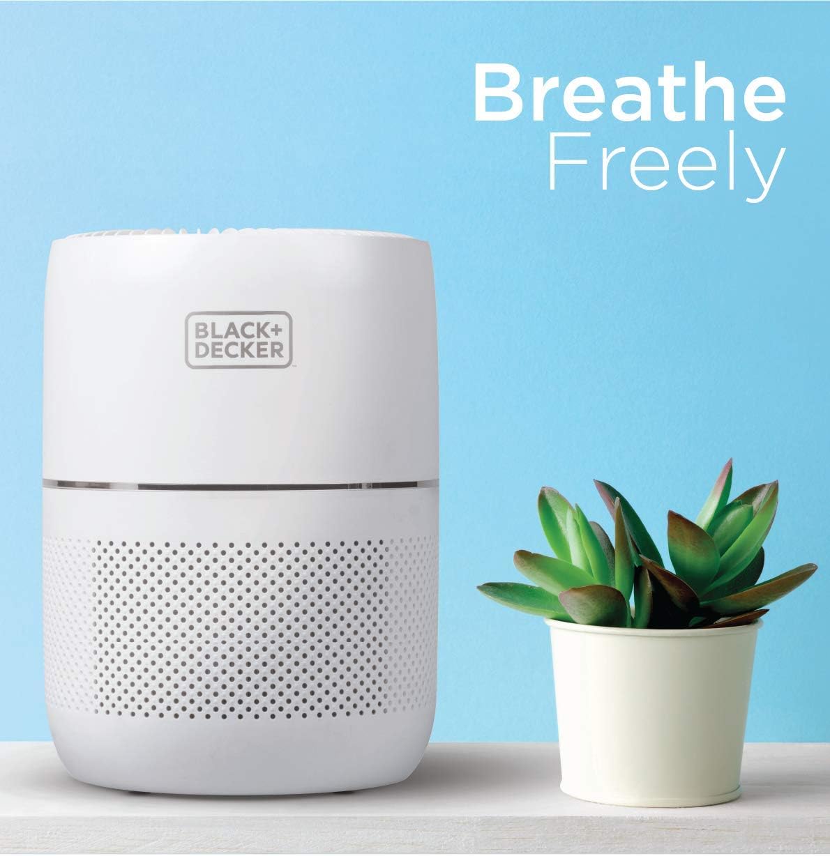 White Tabletop HEPA Air Purifier with Odor Absorbing Filter