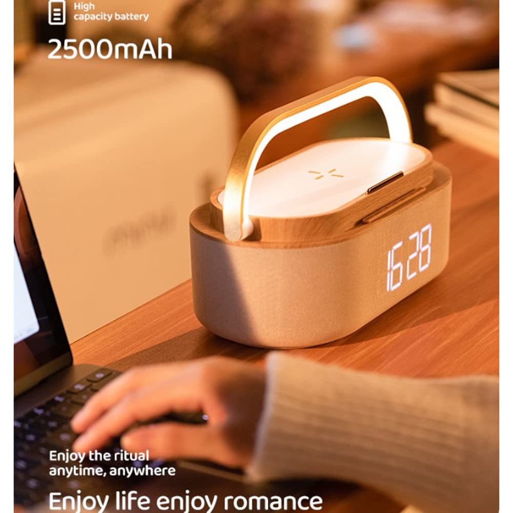 PEKKA Altavoz Bluetooth de 1800MAh Reloj Despertador Digital con Cargador InaláMbrico Reloj Radio Luz Altavoces Duales Casa Junto a la Cama