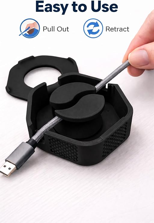 VeltroniX Kablo Düzenleyici ve Otomatik Kablo Sarma Aparatı – USB Şarj Kablosu Toplayıcı, Telefon Kablo Organizer, Taşınabilir Kablo Sarıcı.(siyah)