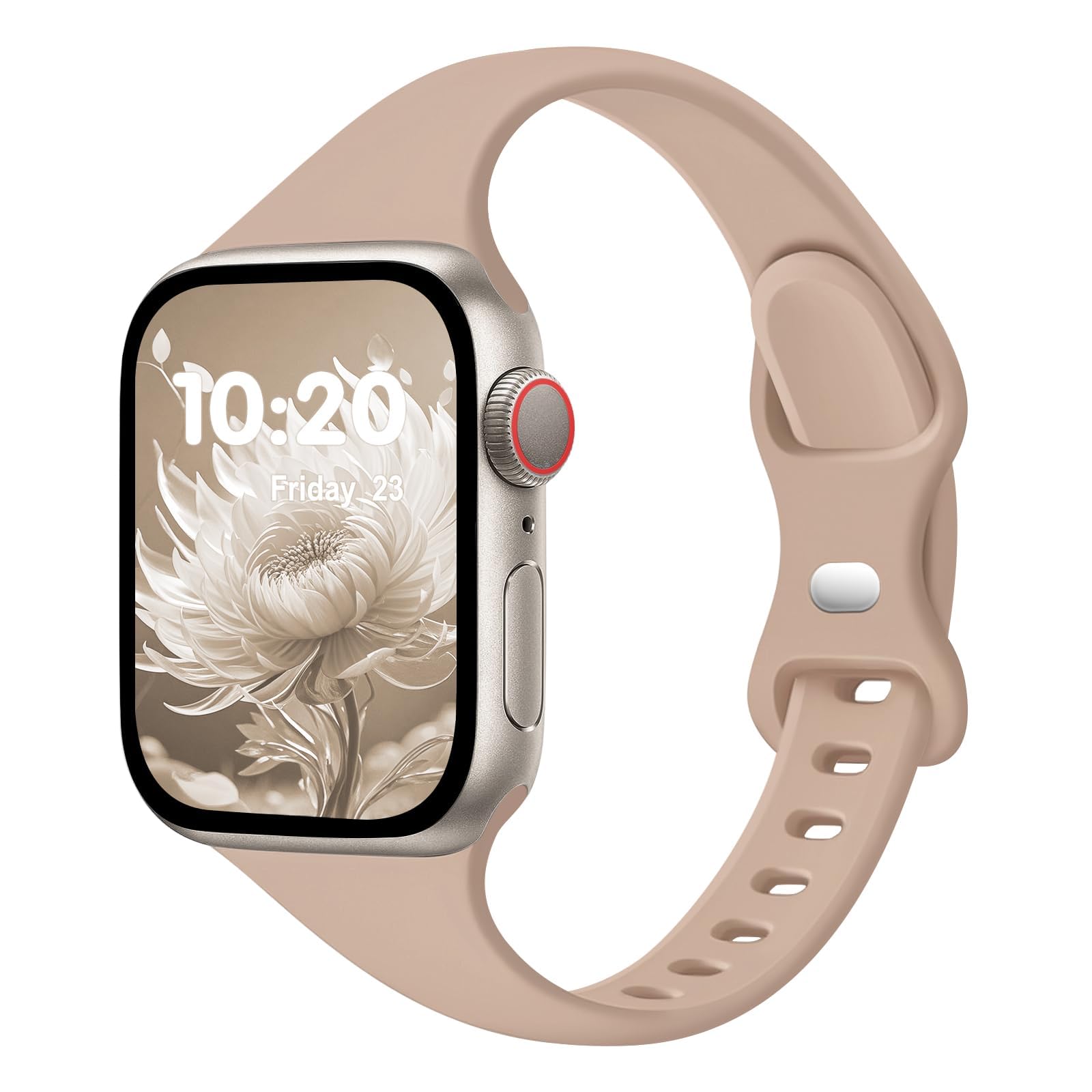 Slim Band Compatible with Apple Watch Bands 38mm 40mm 41mm 42mm 44mm 45mm 49mm for Women Men,Soft Thin Narrow Silicone Sport Strap Wristbands for iWatch Series12 11 10 9 8 7 6 5 4 3 2 1 SE Ultra/Ultra 2 MilkTea