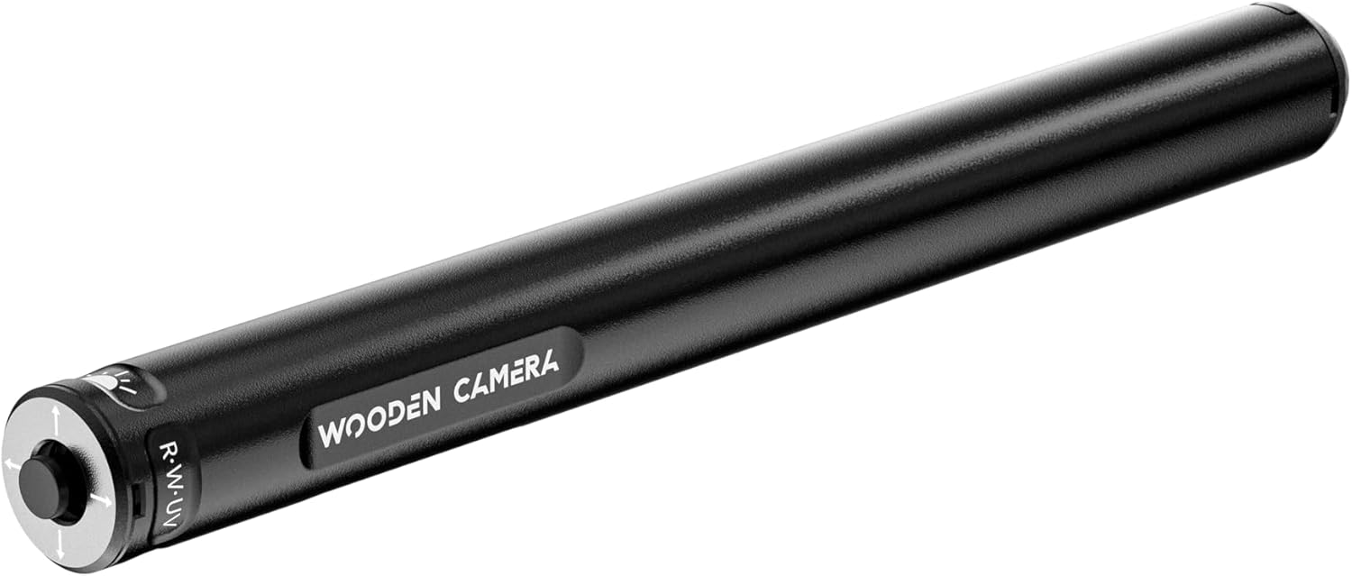 Wooden Camera 15mm Rod LED Light – Compact Aluminum Cinema Lighting Accessory for Camera Rigs (Red, UV & White Modes)