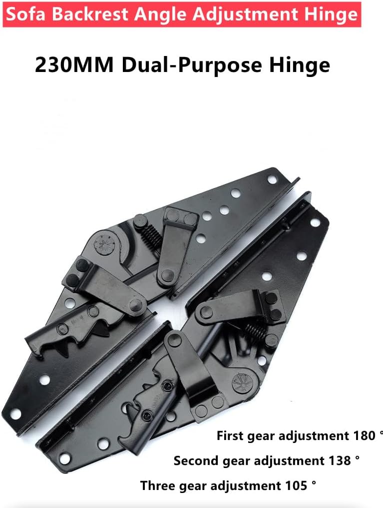 2Pcs 3-Position Hinge Adjustable Mechanism Angle for Sofa Bed Bedding Furniture Size 230 * 70 mm