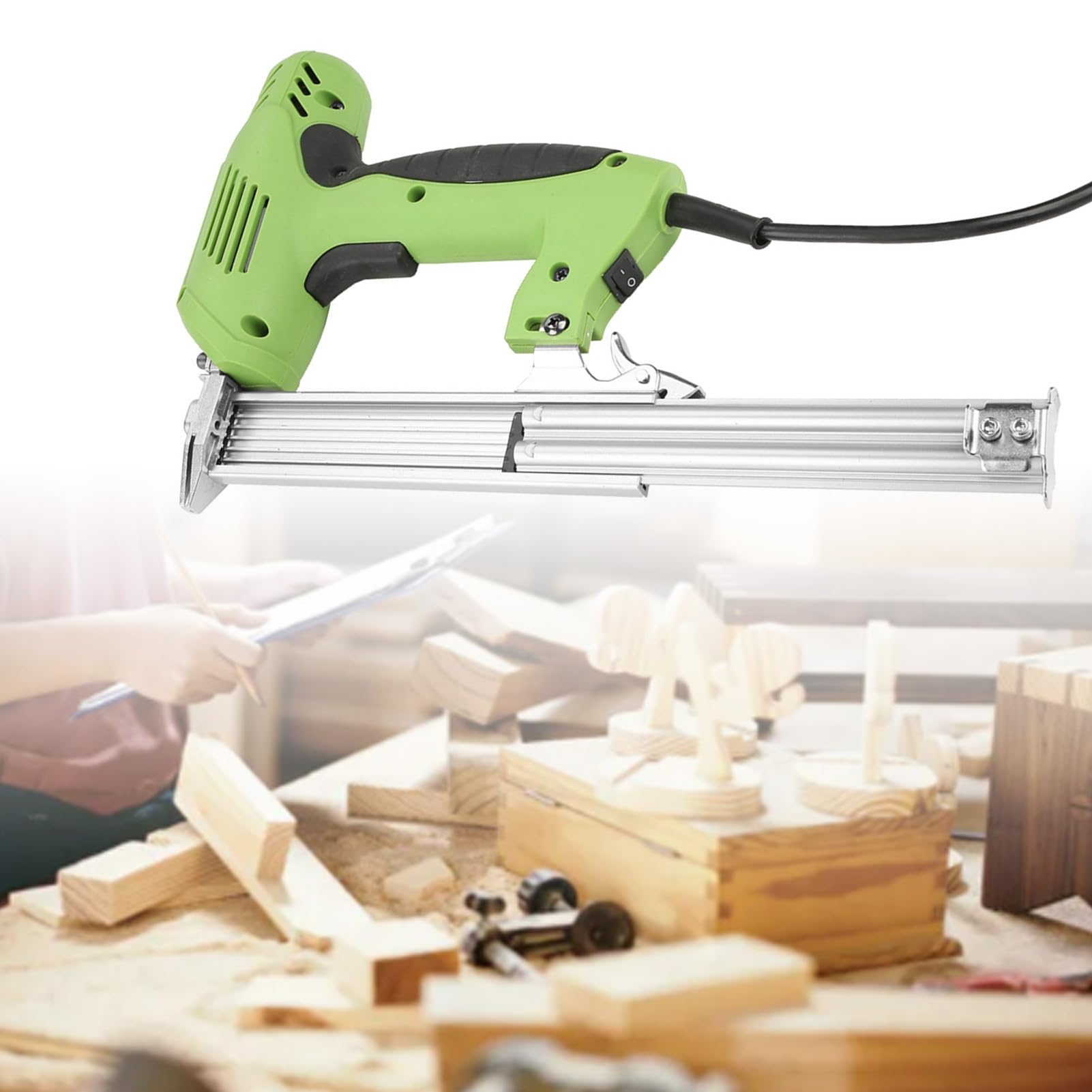 Clavadora eléctrica, clavadora profesional de 1800 W, grapadora ergonómica con capacidad para 100 clavos, grapadora eléctrica compacta para bricolaje y carpintería