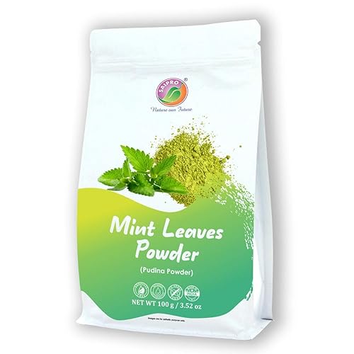 Polvo de hojas de menta SS de 3.53 oz, polvo seco de menta, polvo de hoja de menta, polvo de pudina vegano, sin gluten