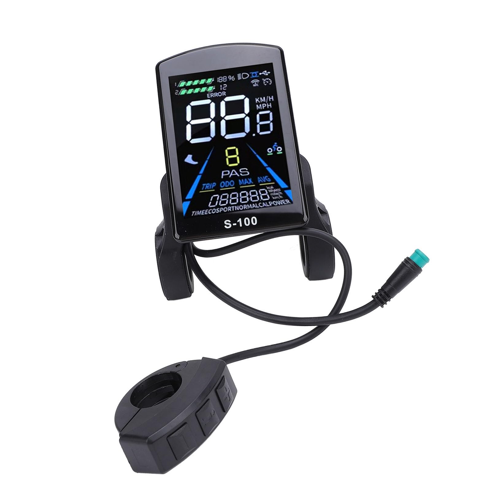 Generic Display LCD Universale per Bici Elettrica Pannello di Controllo LCD per Bici Elettrica ABS da 24 V a 72 V Schermo Impermeabile a 5 Pin per Manubrio da 22,2 Mm Mountain Bike Pendolari Ciclismo