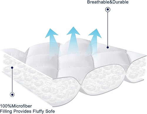Miniatura 6 de COZYART Cubrecolchón California King, extra grueso, refrescante, para dolor de espalda, transpirable, 5D, relleno alternativo de plumón de nieve,