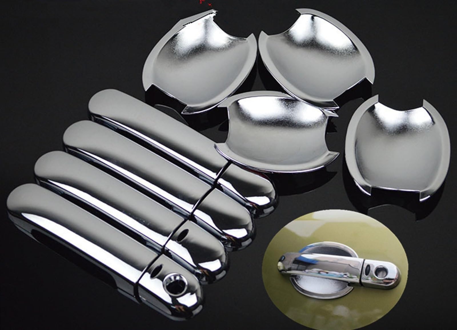 Noheeu Style4 For Nissan For Tiida C11 2004-2011 Chrome Carbon Fiber Car Door Handle Covers Accessories Stickers Styling Decal(Style4)