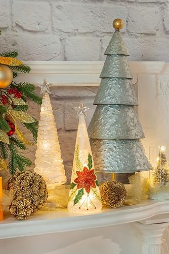 Miniatura 5 de Boston International Decoración de árbol de mesa LED para Navidad, invierno, grande, champán y blanco